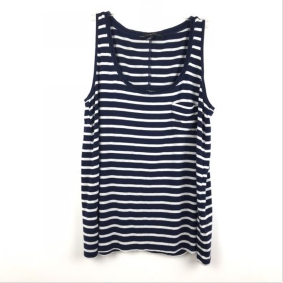 White House Black Market Blue Striped Tank Top - Picture 1 of 7